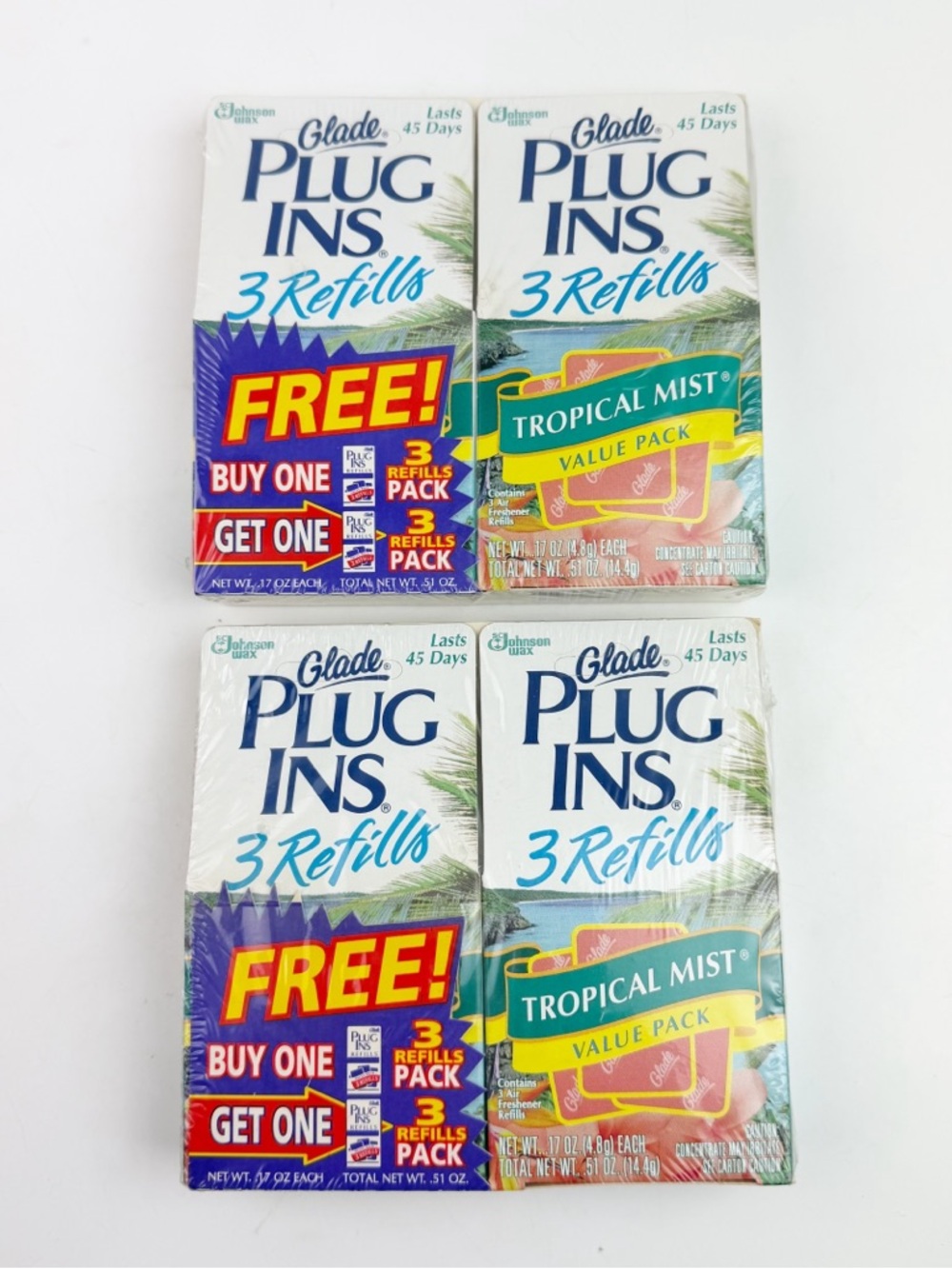Glade Plug-Ins Tropical Mist Scented Refills 3 Pk Retired New Old Stock 4 Boxes